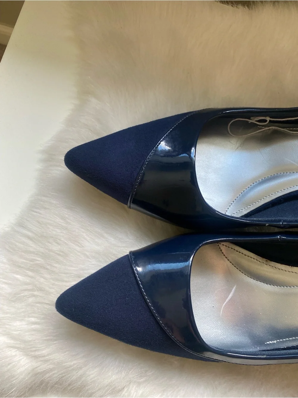comfort plus by Predictions Navy Pointed-Toe Patent & Suede Pumps